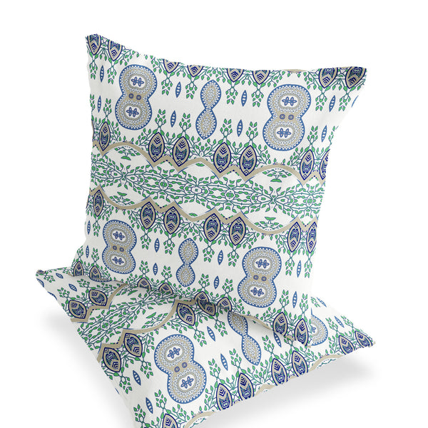 Homeroots Set Of Two 16" X 16" Off White Blown Seam Abstract Indoor Outdoor Throw Pillow  Polyester 535789