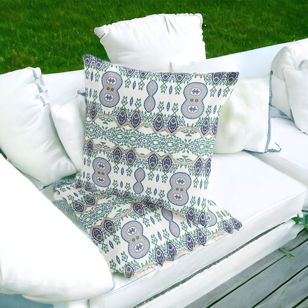 Homeroots Set Of Two 16" X 16" Off White Blown Seam Abstract Indoor Outdoor Throw Pillow  Polyester 535789