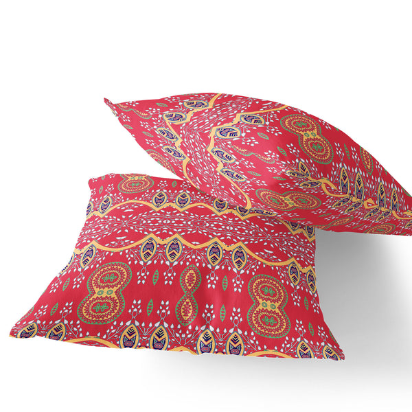 Homeroots Set Of Two 16" X 16" Red Blown Seam Abstract Indoor Outdoor Throw Pillow  Polyester 535790