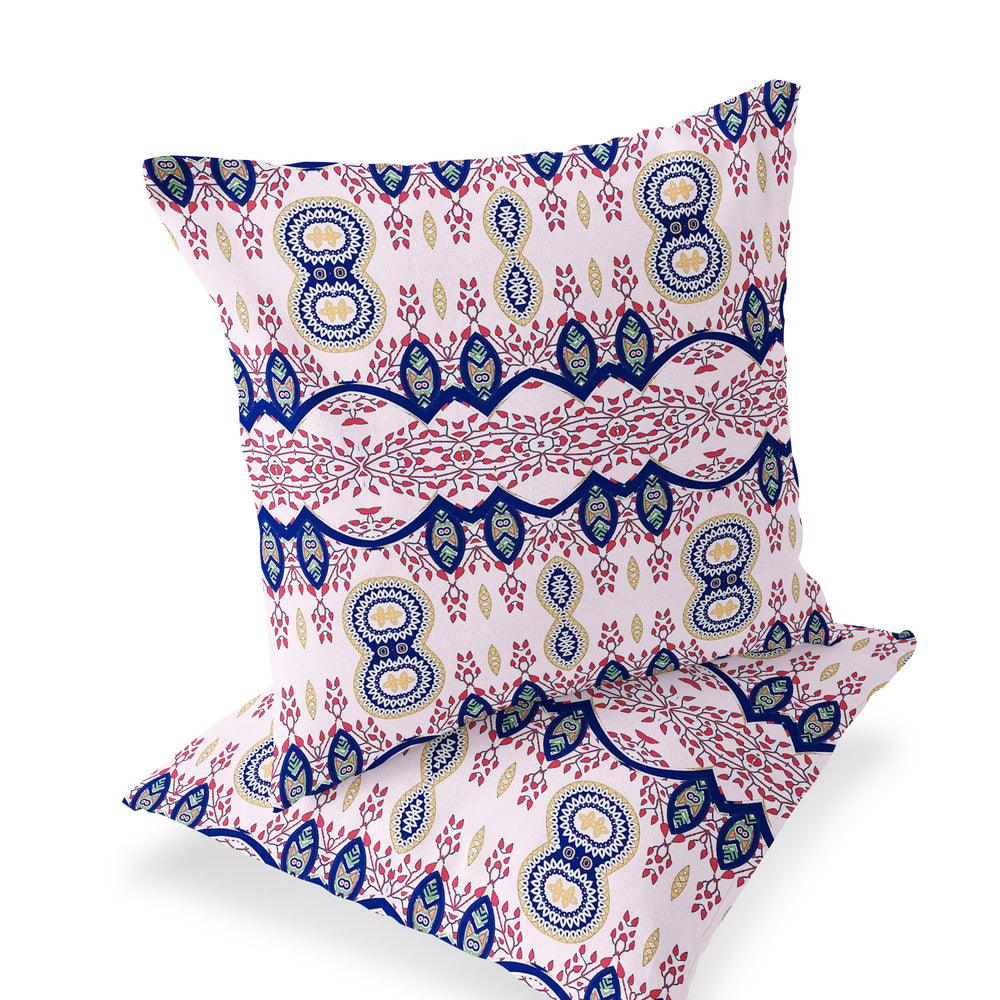 Homeroots Set Of Two 16" X 16" White Blown Seam Abstract Indoor Outdoor Throw Pillow  Polyester 535791