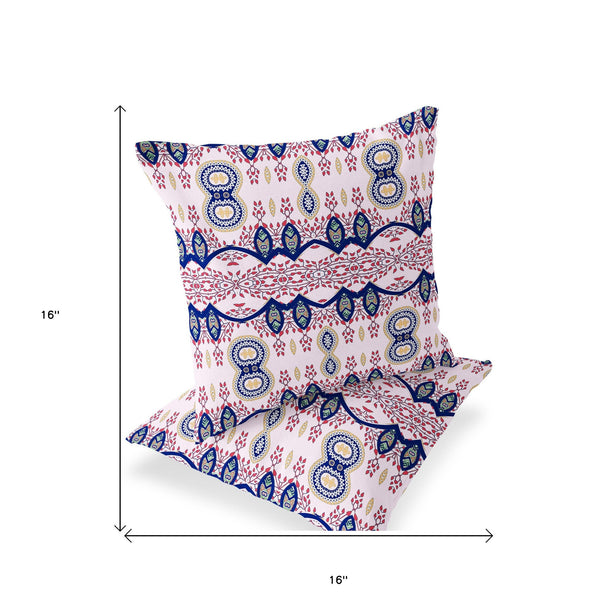 Homeroots Set Of Two 16" X 16" White Blown Seam Abstract Indoor Outdoor Throw Pillow  Polyester 535791