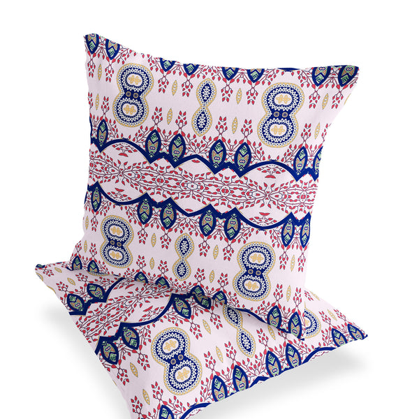 Homeroots Set Of Two 16" X 16" White Blown Seam Abstract Indoor Outdoor Throw Pillow  Polyester 535791