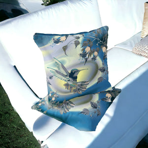 Homeroots Set Of Two 16" X 16" Blue Bird Blown Seam Indoor Outdoor Throw Pillow  Polyester 535792