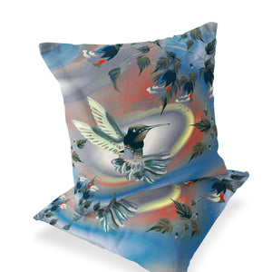 Homeroots Set Of Two 16" X 16" Gray Bird Blown Seam Indoor Outdoor Throw Pillow  Polyester 535793