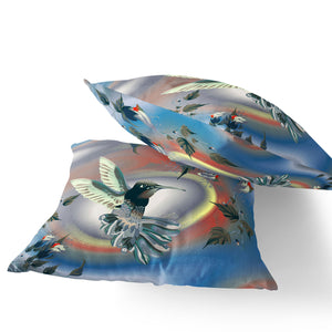 Homeroots Set Of Two 16" X 16" Gray Bird Blown Seam Indoor Outdoor Throw Pillow  Polyester 535793