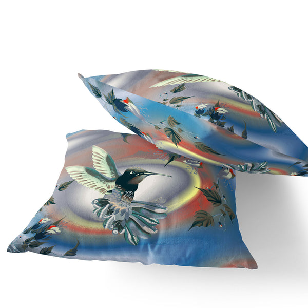 Homeroots Set Of Two 16" X 16" Gray Bird Blown Seam Indoor Outdoor Throw Pillow  Polyester 535793