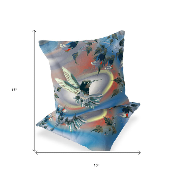 Homeroots Set Of Two 16" X 16" Gray Bird Blown Seam Indoor Outdoor Throw Pillow  Polyester 535793
