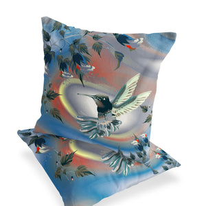 Homeroots Set Of Two 16" X 16" Gray Bird Blown Seam Indoor Outdoor Throw Pillow  Polyester 535793