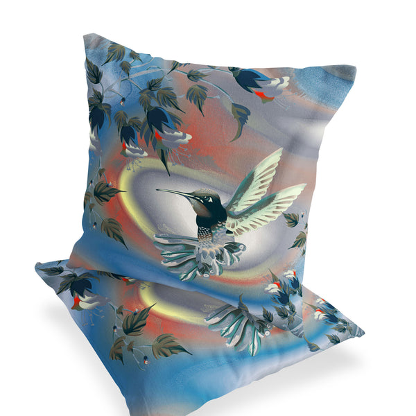 Homeroots Set Of Two 16" X 16" Gray Bird Blown Seam Indoor Outdoor Throw Pillow  Polyester 535793