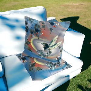 Homeroots Set Of Two 16" X 16" Gray Bird Blown Seam Indoor Outdoor Throw Pillow  Polyester 535793