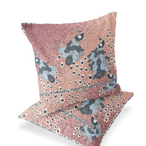 Homeroots Set Of Two 16" X 16" Blue Peacock Blown Seam Indoor Outdoor Throw Pillow  Polyester 535797