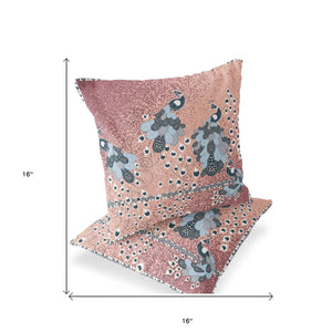 Homeroots Set Of Two 16" X 16" Blue Peacock Blown Seam Indoor Outdoor Throw Pillow  Polyester 535797