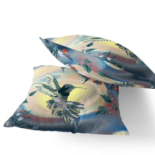 Homeroots Set Of Two 16" X 16" Yellow Bird Blown Seam Indoor Outdoor Throw Pillow  Polyester 535798
