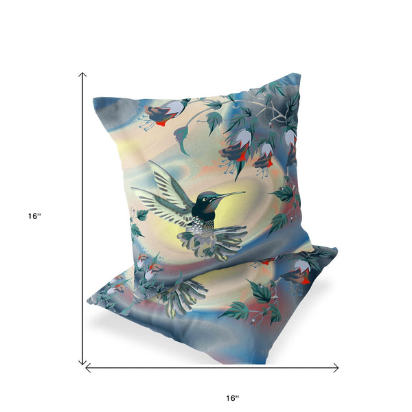 Homeroots Set Of Two 16" X 16" Yellow Bird Blown Seam Indoor Outdoor Throw Pillow  Polyester 535798