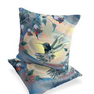 Homeroots Set Of Two 16" X 16" Yellow Bird Blown Seam Indoor Outdoor Throw Pillow  Polyester 535798