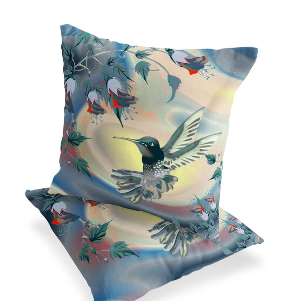 Homeroots Set Of Two 16" X 16" Yellow Bird Blown Seam Indoor Outdoor Throw Pillow  Polyester 535798