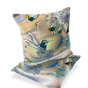 Homeroots Set Of Two 16" X 16" Yellow Bird Blown Seam Indoor Outdoor Throw Pillow  Polyester 535799