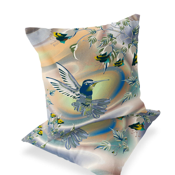 Homeroots Set Of Two 16" X 16" Yellow Bird Blown Seam Indoor Outdoor Throw Pillow  Polyester 535799
