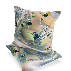 Homeroots Set Of Two 16" X 16" Yellow Bird Blown Seam Indoor Outdoor Throw Pillow  Polyester 535799