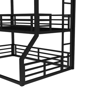 English Elm Twin Metal Triple Bunk Bed - Stylish Space-Saving Design With Safety Guardrails & Noise Reduction Features W1580S00169-GIGA