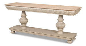 Sarreid Hugo Console Table - Stylish Stone Grey Base With Natural Pine Top For Modern Home Décor Grey  53580-1