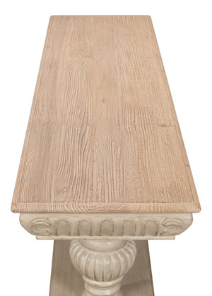 Sarreid Hugo Console Table - Stylish Stone Grey Base With Natural Pine Top For Modern Home Décor Grey  53580-1