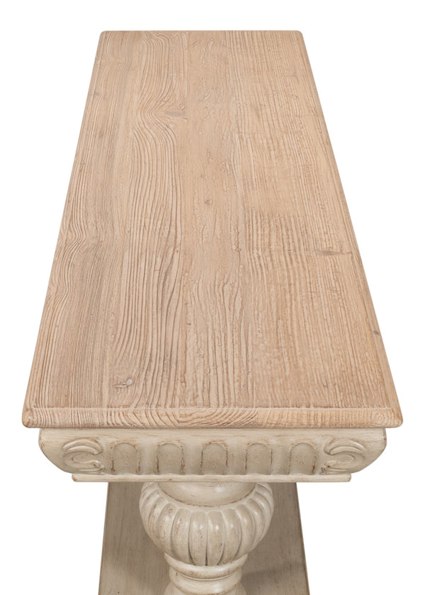 Sarreid Hugo Console Table - Stylish Stone Grey Base With Natural Pine Top For Modern Home Décor Grey  53580-1