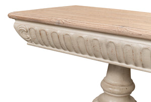 Sarreid Hugo Console Table - Stylish Stone Grey Base With Natural Pine Top For Modern Home Décor Grey  53580-1