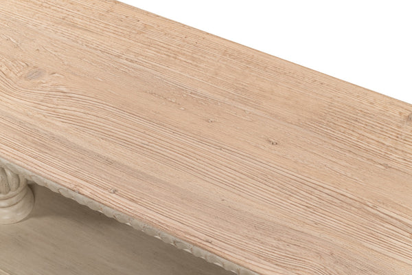 Sarreid Hugo Console Table - Stylish Stone Grey Base With Natural Pine Top For Modern Home Décor Grey  53580-1