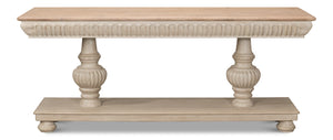 Sarreid Hugo Console Table - Stylish Stone Grey Base With Natural Pine Top For Modern Home Décor Grey  53580-1