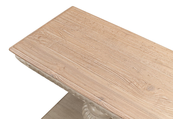 Sarreid Hugo Console Table - Stylish Stone Grey Base With Natural Pine Top For Modern Home Décor Grey  53580-1