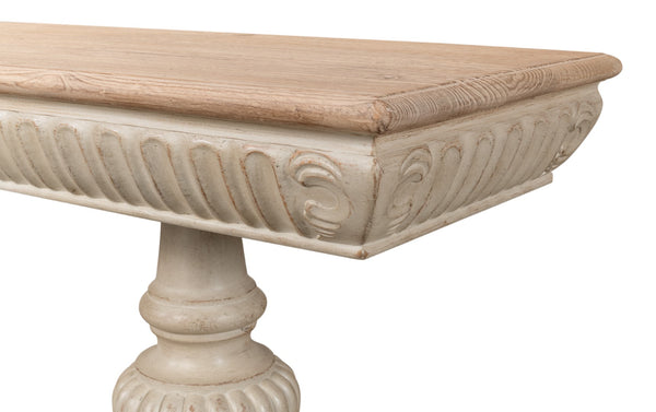 Sarreid Hugo Console Table - Stylish Stone Grey Base With Natural Pine Top For Modern Home Décor Grey  53580-1