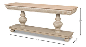 Sarreid Hugo Console Table - Stylish Stone Grey Base With Natural Pine Top For Modern Home Décor Grey  53580-1