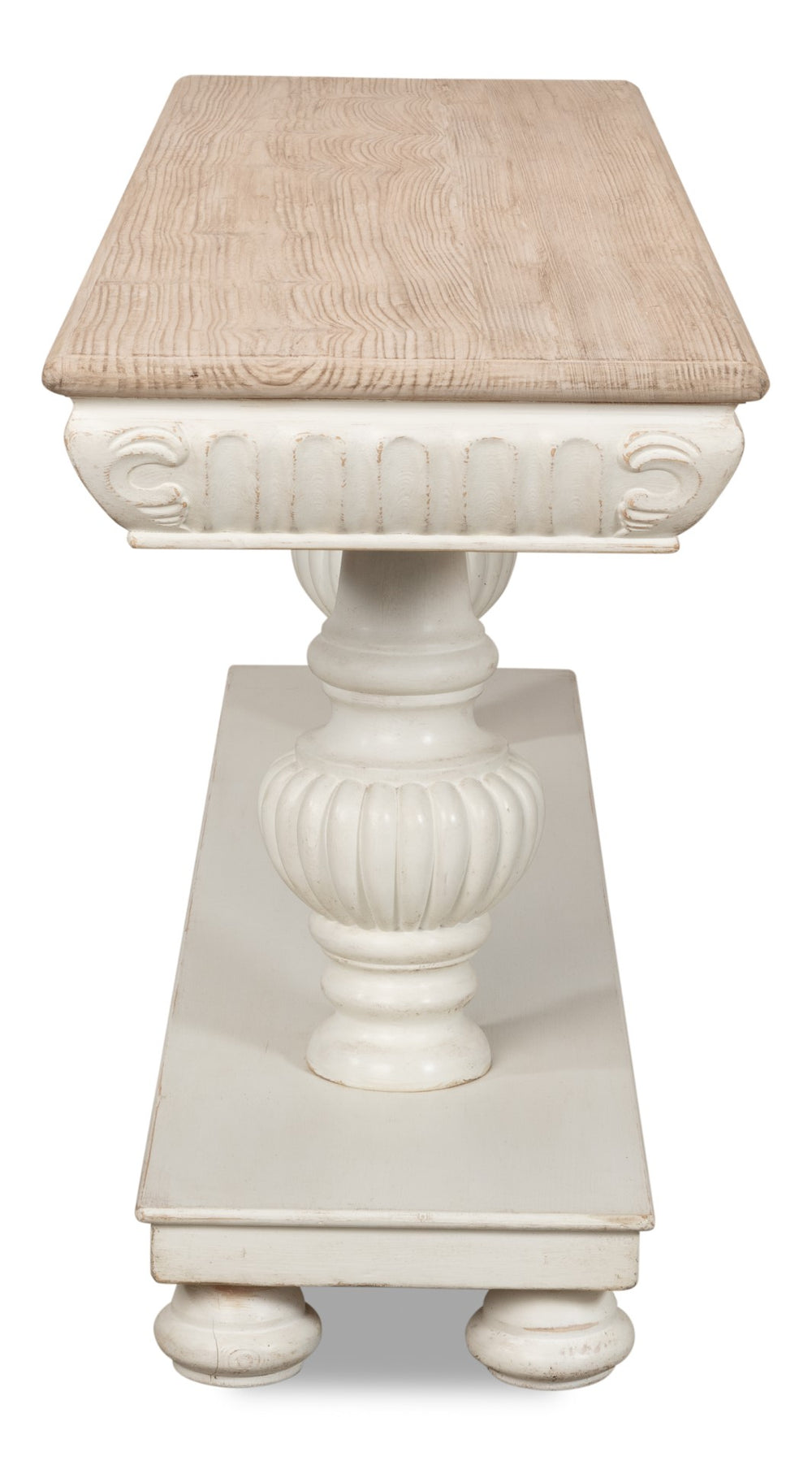 Sarreid Hugo Console Table - Antique White Base With Natural Pine Top - Stylish And Versatile Furniture Piece White  53580-3