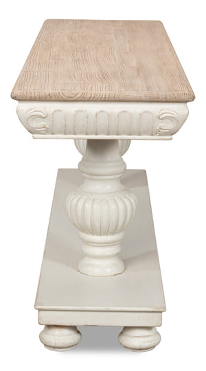 Sarreid Hugo Console Table - Antique White Base With Natural Pine Top - Stylish And Versatile Furniture Piece White  53580-3