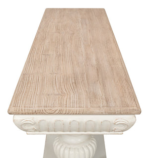 Sarreid Hugo Console Table - Antique White Base With Natural Pine Top - Stylish And Versatile Furniture Piece White  53580-3