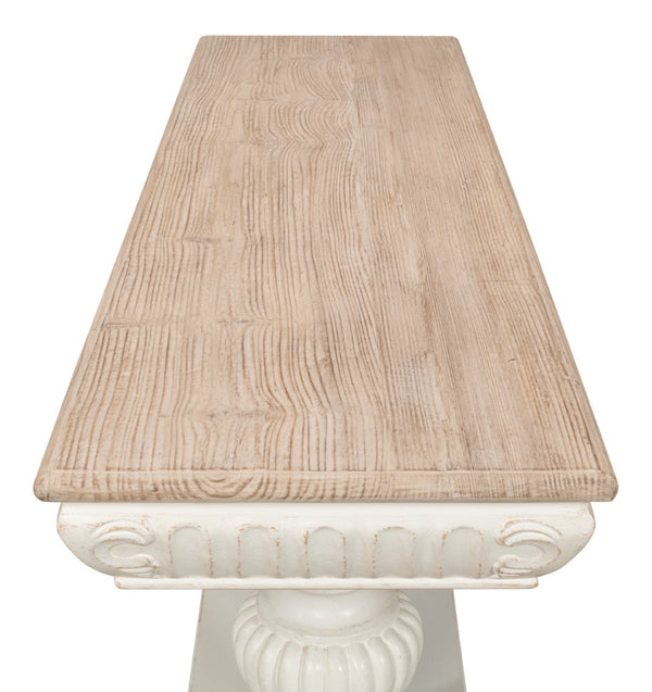 Sarreid Hugo Console Table - Antique White Base With Natural Pine Top - Stylish And Versatile Furniture Piece White  53580-3