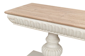 Sarreid Hugo Console Table - Antique White Base With Natural Pine Top - Stylish And Versatile Furniture Piece White  53580-3