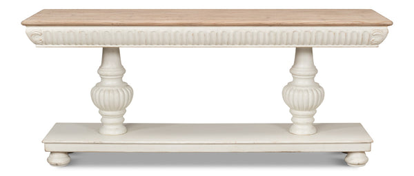 Sarreid Hugo Console Table - Antique White Base With Natural Pine Top - Stylish And Versatile Furniture Piece White  53580-3