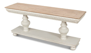 Sarreid Hugo Console Table - Antique White Base With Natural Pine Top - Stylish And Versatile Furniture Piece White  53580-3