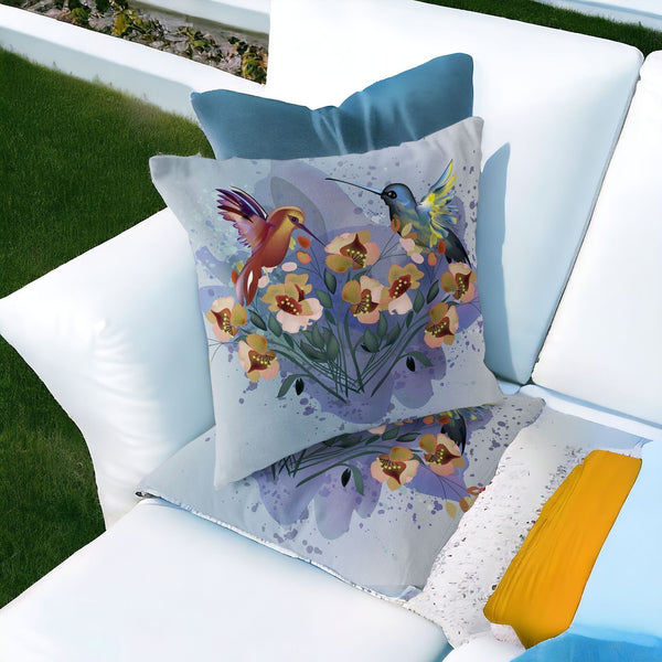 Homeroots Set Of Two 16" X 16" Yellow Bird Blown Seam Indoor Outdoor Throw Pillow  Polyester 535802