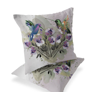 Homeroots Set Of Two 16" X 16" Beige Bird Blown Seam Indoor Outdoor Throw Pillow  Polyester 535803