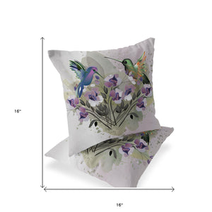 Homeroots Set Of Two 16" X 16" Beige Bird Blown Seam Indoor Outdoor Throw Pillow  Polyester 535803