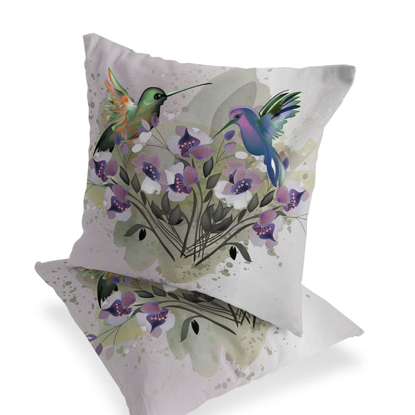 Homeroots Set Of Two 16" X 16" Beige Bird Blown Seam Indoor Outdoor Throw Pillow  Polyester 535803