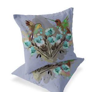 Homeroots Set Of Two 16" X 16" Green Bird Blown Seam Indoor Outdoor Throw Pillow  Polyester 535805