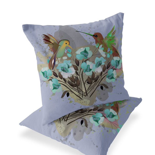 Homeroots Set Of Two 16" X 16" Green Bird Blown Seam Indoor Outdoor Throw Pillow  Polyester 535805