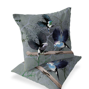 Homeroots Set Of Two 16" X 16" Off White Bird Blown Seam Indoor Outdoor Throw Pillow  Polyester 535807