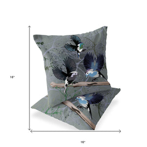 Homeroots Set Of Two 16" X 16" Off White Bird Blown Seam Indoor Outdoor Throw Pillow  Polyester 535807