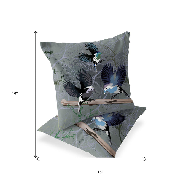 Homeroots Set Of Two 16" X 16" Off White Bird Blown Seam Indoor Outdoor Throw Pillow  Polyester 535807