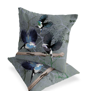 Homeroots Set Of Two 16" X 16" Off White Bird Blown Seam Indoor Outdoor Throw Pillow  Polyester 535807